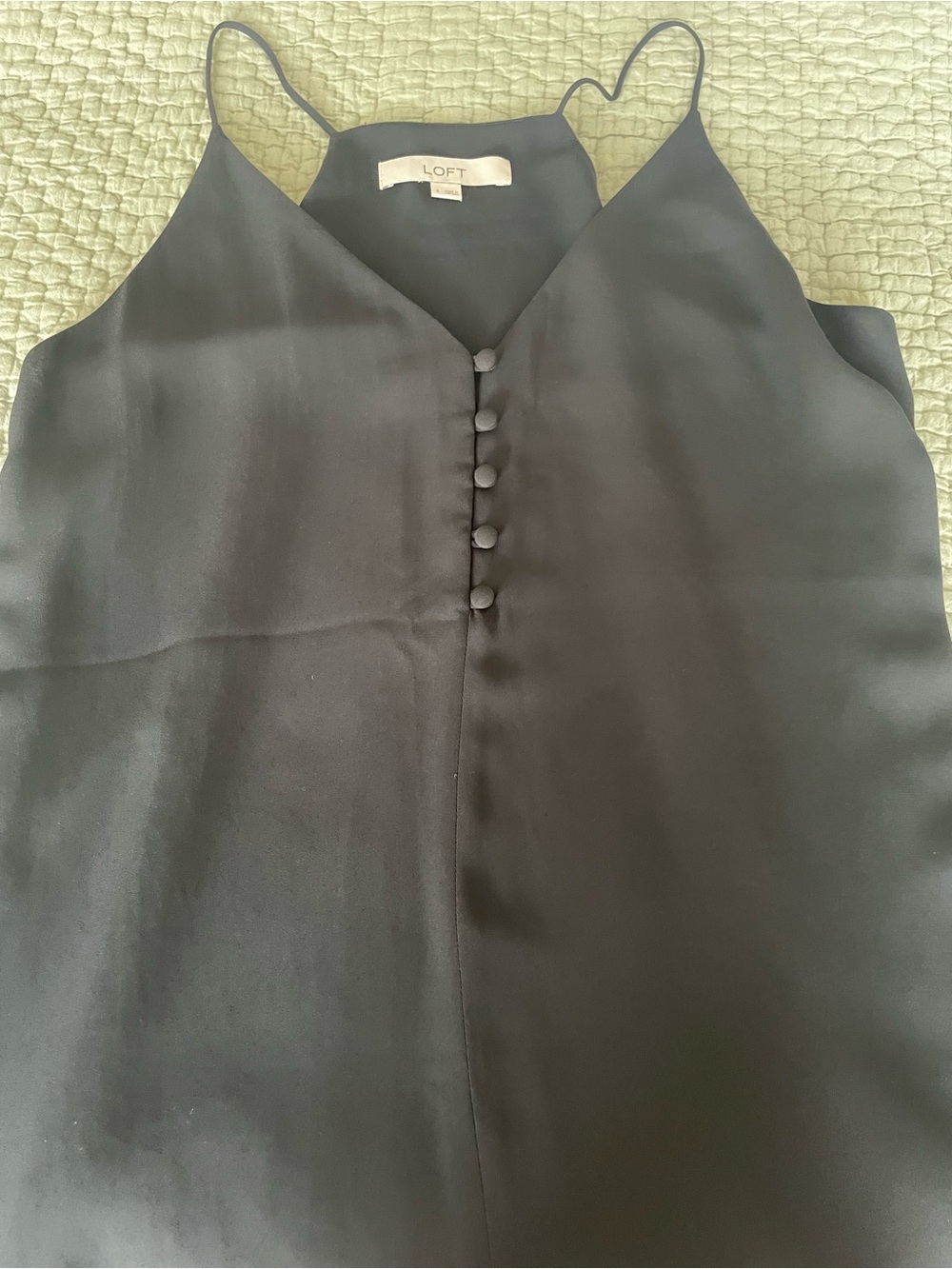 LOFT Black Satin Button-Front Cami - Picture 3 of 3